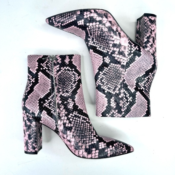 Marc Fisher Lulani 2 ankle booties pink black snakeskin pointy toe zip 6.5 - Picture 9 of 9